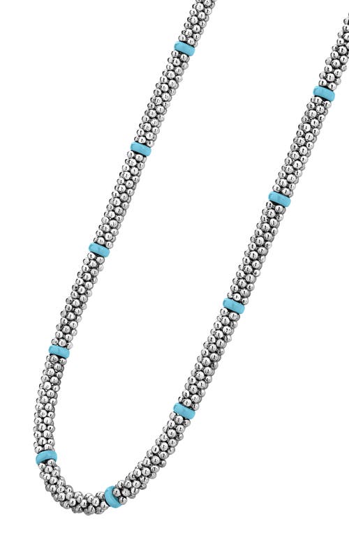 Shop Lagos Blue Caviar Ceramic Collar Necklace In Silver/blue