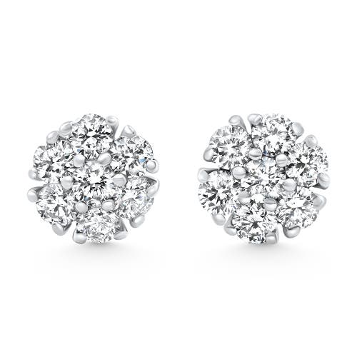 Bliss Diamond 1ct Diamond Cluster Pave Studs Screwback Earrings 14k Gold Lab Grown In White Gold