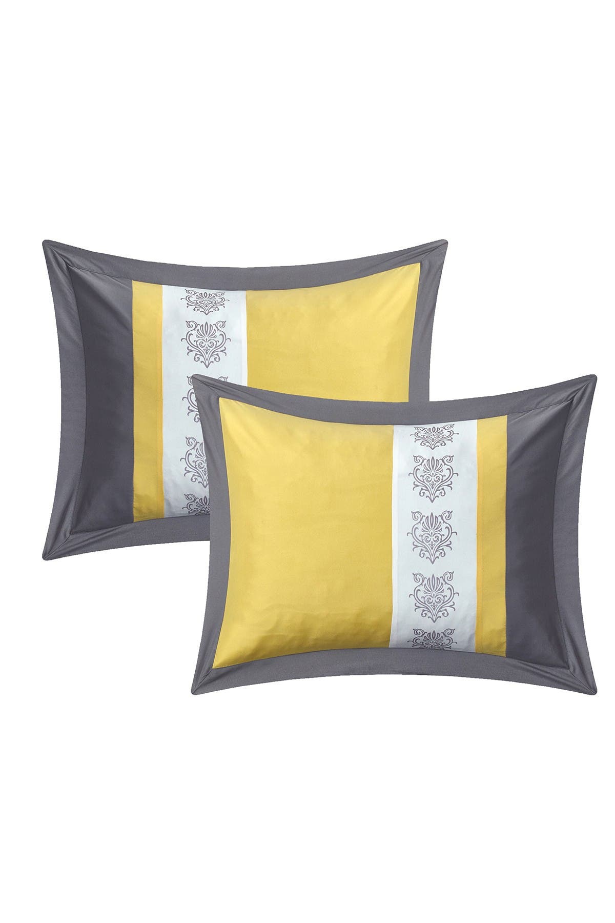 Chic Home Bedding Queen Adam Pintuck Pieced Color Block Embroidery