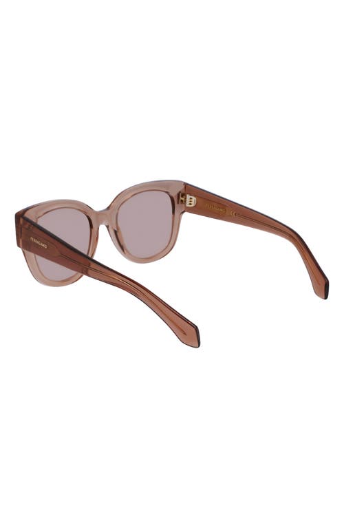 Shop Ferragamo Rivets Tea Cup 51mm Butterfly Sunglasses In Transparent Beige