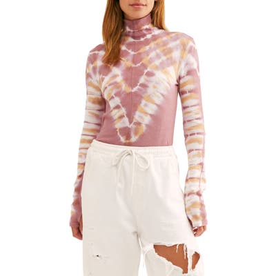 Free People Psychedelic Mock Neck Tee, Purple