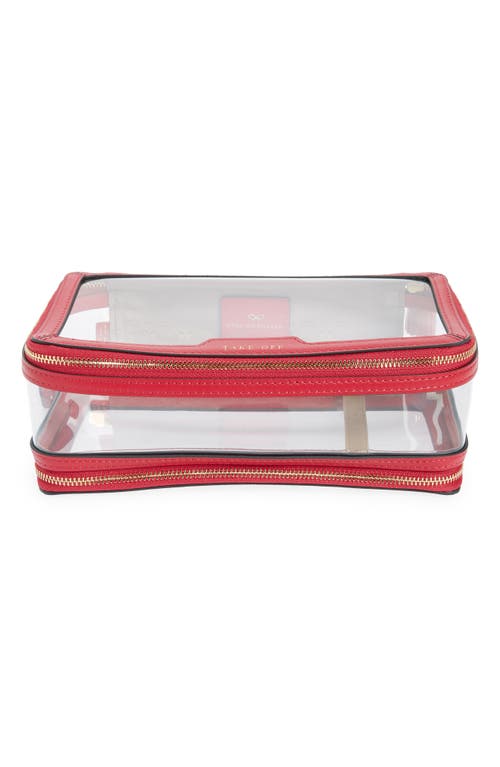 Anya Hindmarch In-flight Clear Travel Case In Clear/berry