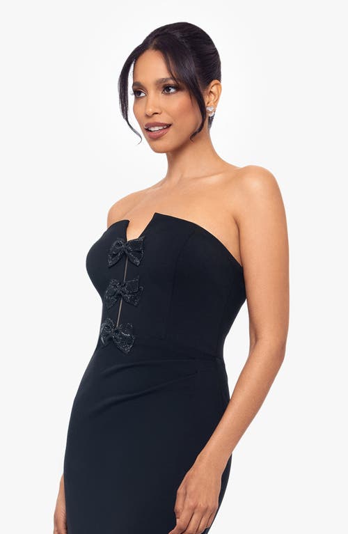 Betsy & Adam Women's Bow Sweetheart-neck Strapless Gown In Black/black