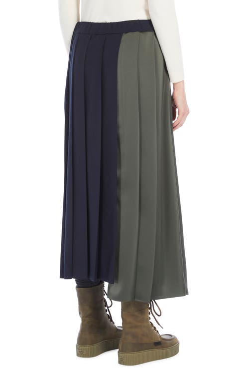 Shop Weekend Max Mara Managua Pleated Asymmetric Hem Skirt In Navy