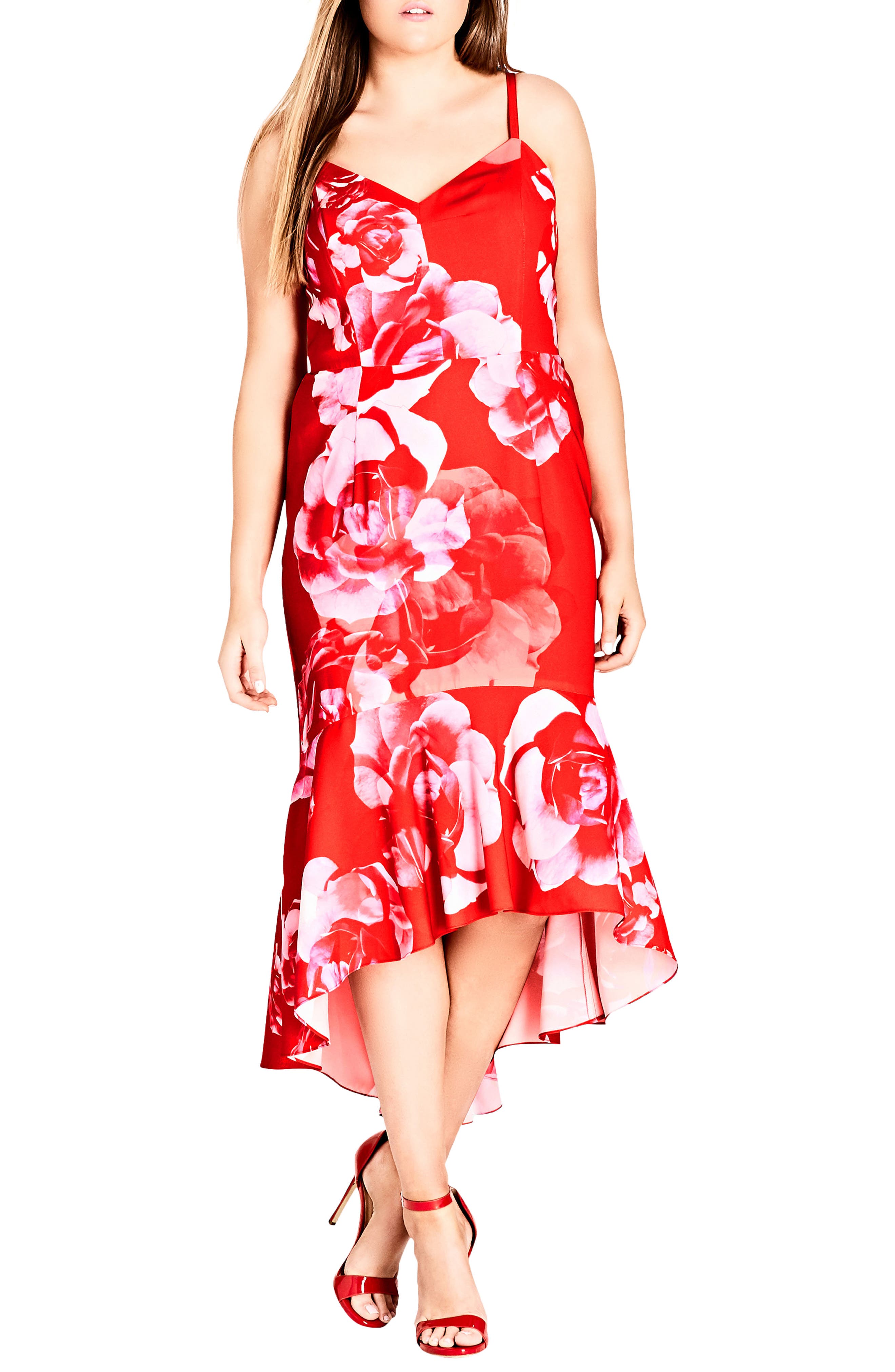 city chic red floral dress