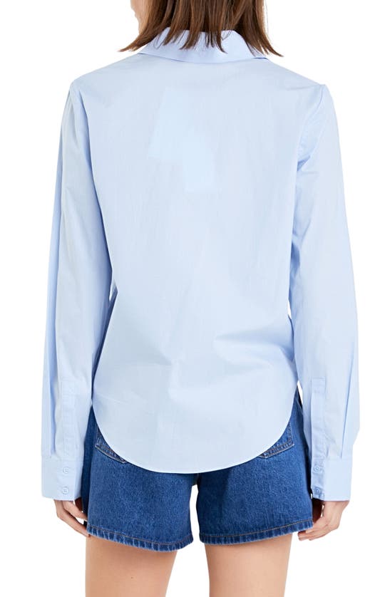 Shop English Factory Accent Collar Poplin Shirt In Powder Blue