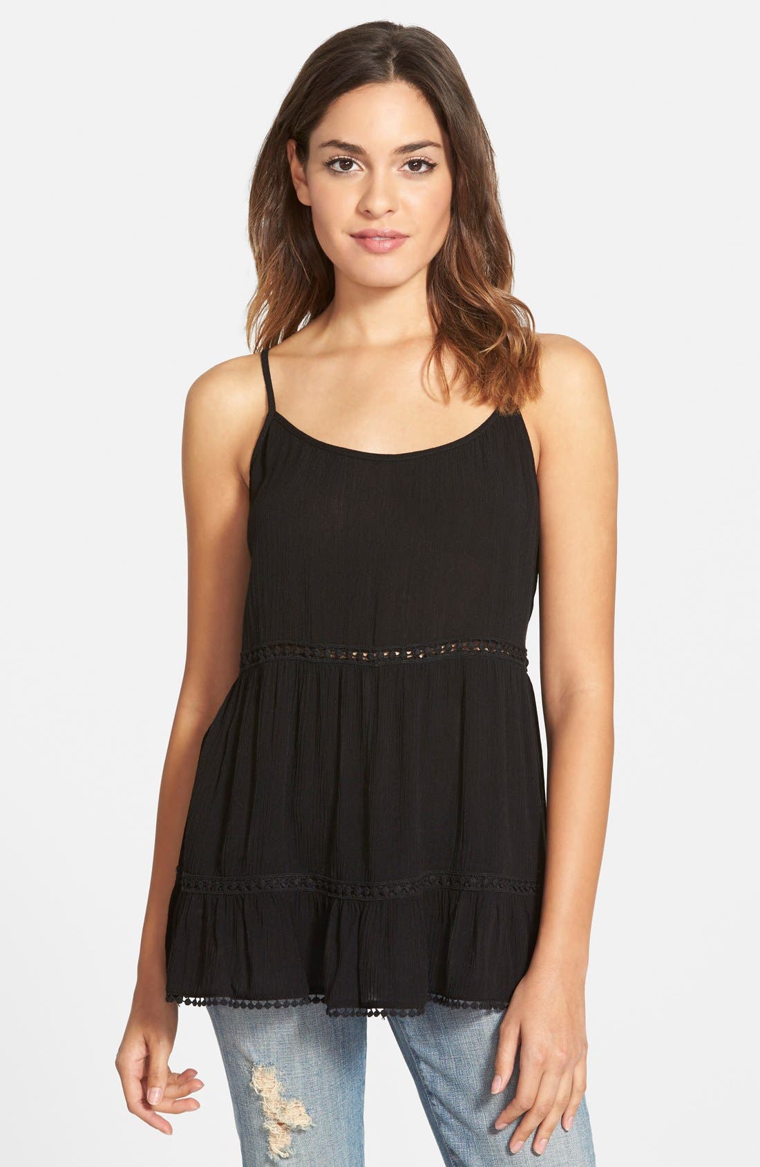 Socialite Tiered Babydoll Tank (Juniors) Only) Nordstrom