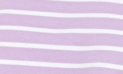 English Factory Mixed Media Stripe Ruffle Sleeve Top In Lilac/white
