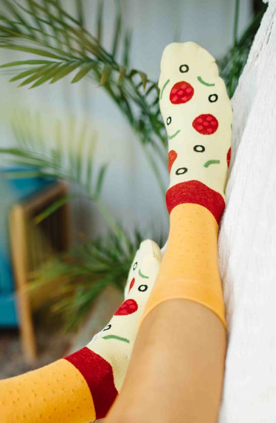 Shop Doiy Pizza Crew Socks In Multi-color