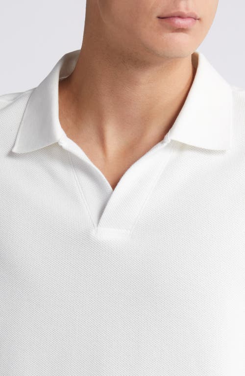 Frame Jacquard Short Sleeve Open Collar Polo Shirt In Off White