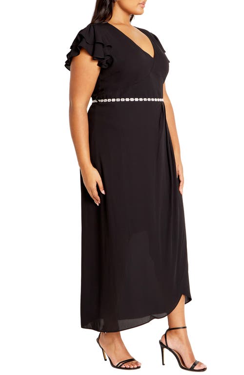 City Chic Enya Faux Wrap Dress In Black