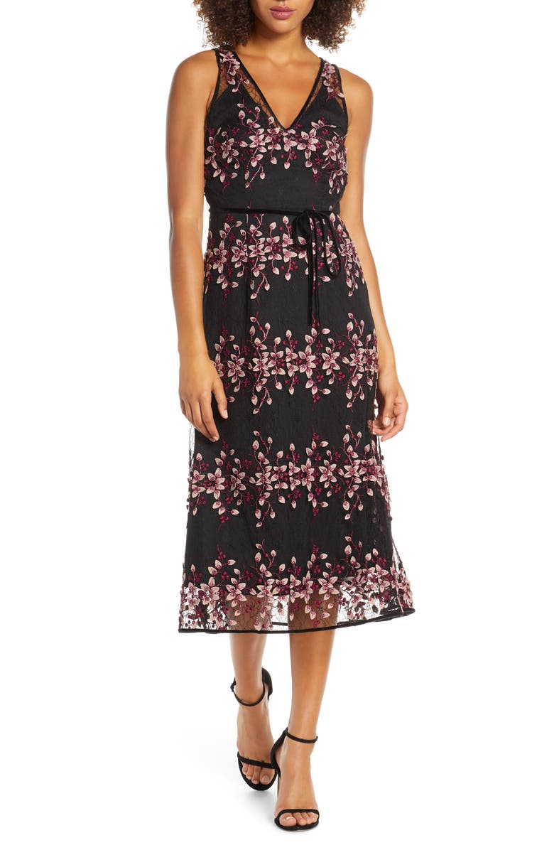 Foxiedox Ziva Floral Embroidered Midi Dress | Nordstrom
