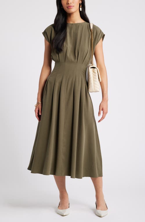 Nordstrom Pleated A-line Dress In Olive Night