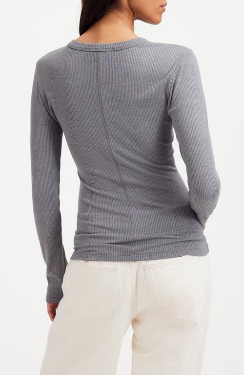 Shop Madewell Drapey Long Sleeve Rib T-shirt In Heather Black Charcoal