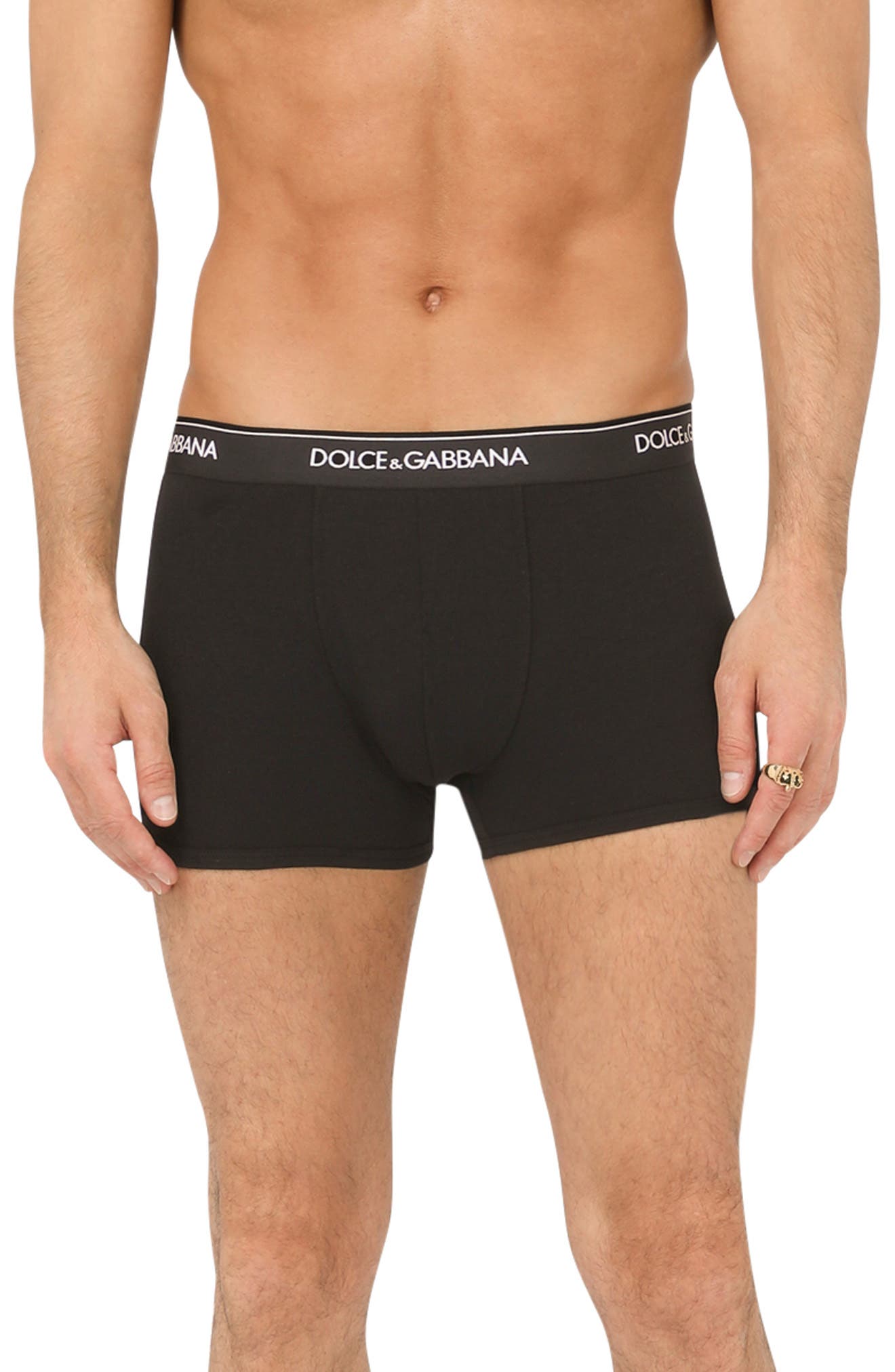 Dolce & Gabbana 2-Pack Logo Waist Boxer Briefs in Black