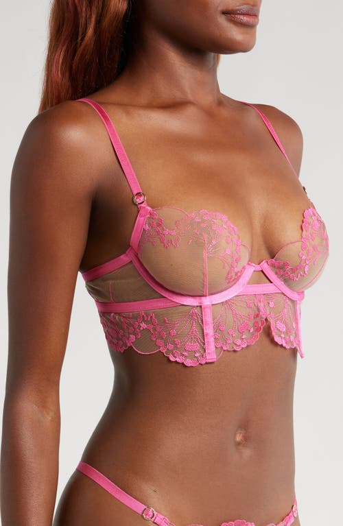 Bluebella Marisa Longline Underwire Bra In Fuchsia Pink/sheer