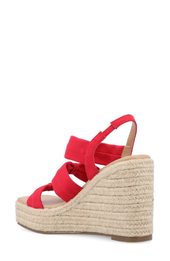 Journee Collection Tru Comfort Santorynn Platform Wedge Espadrille Sandal In Red