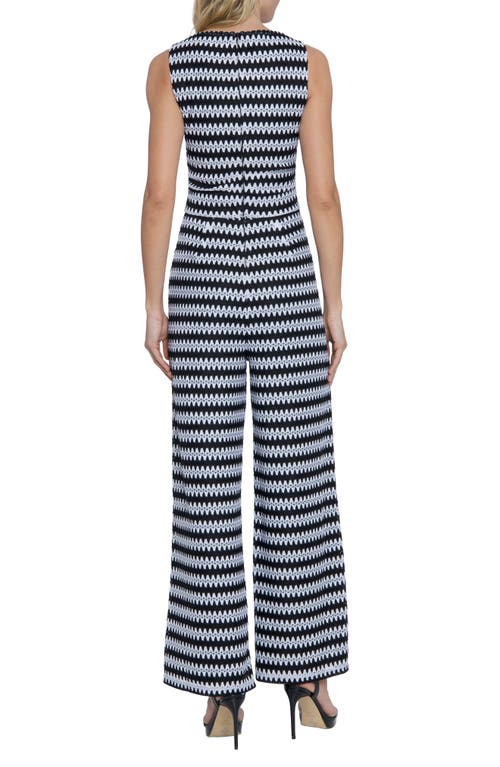 Shop Donna Morgan For Maggy Zigzag Sleeveless Jumpsuit In Black/white