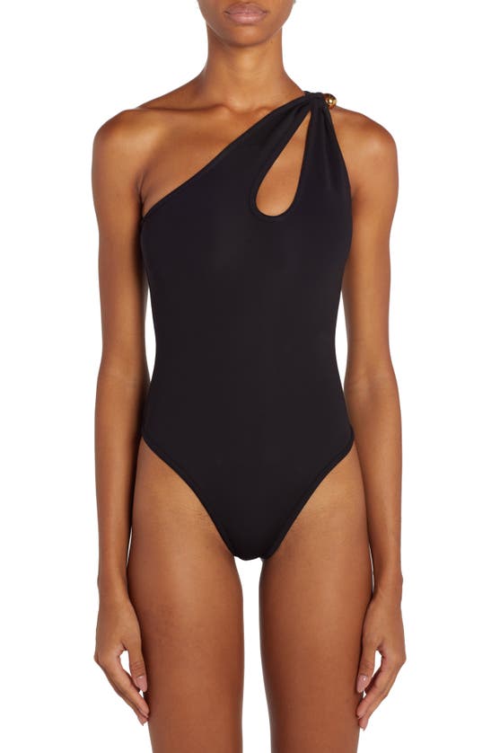 Bottega Veneta Cutout One-shoulder One-piece Swimsuit In Black