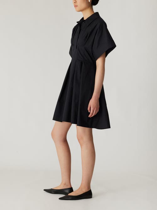 Shop Rebecca Taylor Poplin Waisted Shirt Dress In Black