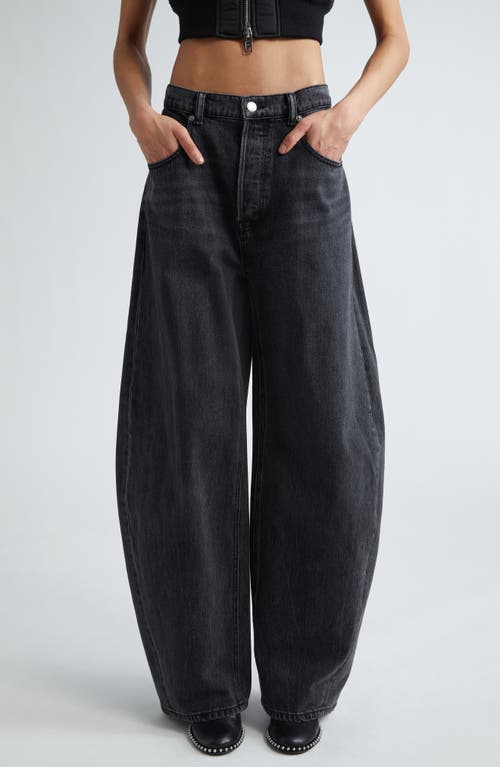 Alexander Wang Oversize Low Rise Barrel Leg Jeans in Grey Aged at Nordstrom, Size 31