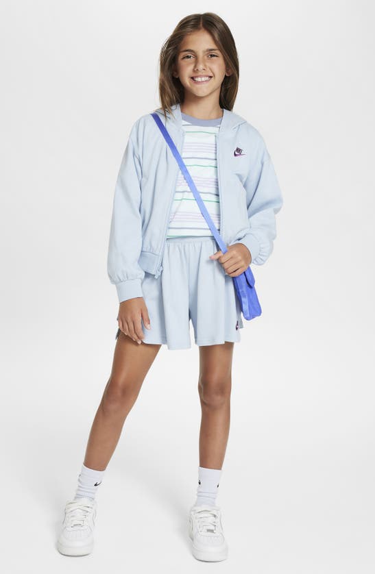 Shop Nike Kids' Sportswear Cotton Jersey Hoodie In Light Armory Blue/ Viotech
