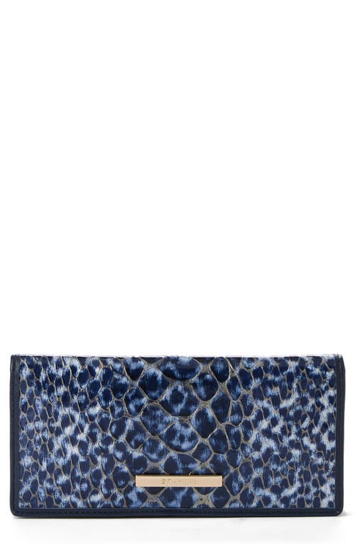 'Ady' Croc Embossed Continental Wallet in Navy