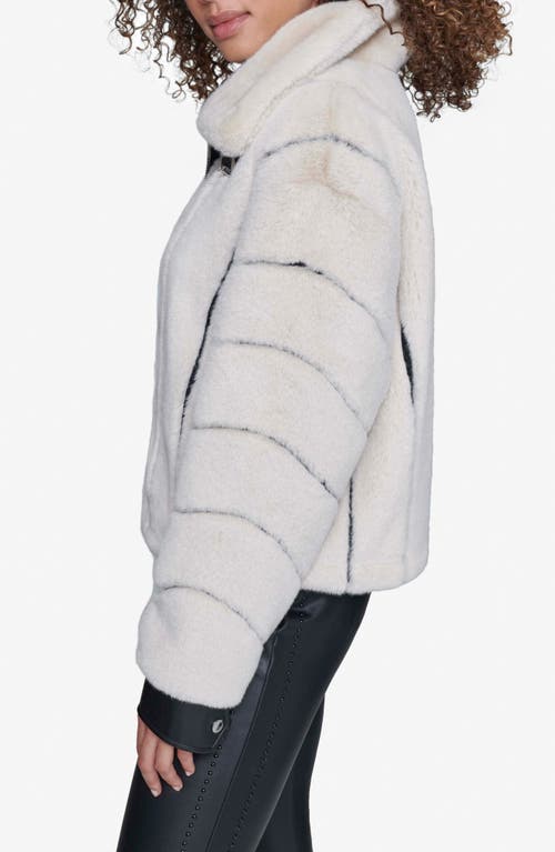 Shop Karl Lagerfeld Paris Faux Fur Jacket In Oyster