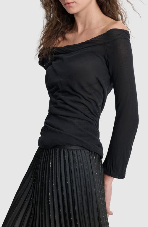 Shop Dkny Side Shirred Off The Shoulder Sweater In Black