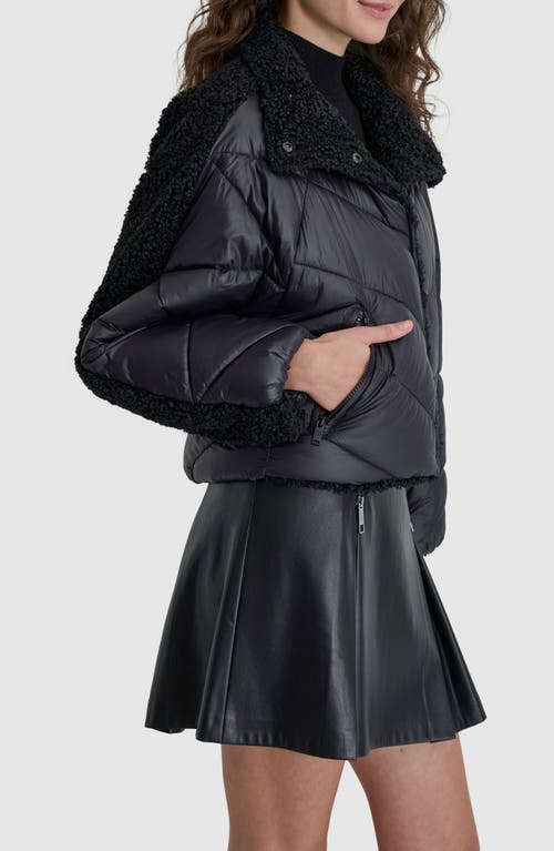 Shop Dkny Faux Shearling Lined Quilted Jacket In Black