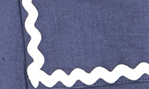 English Factory Rickrack Trim Sleeveless Linen & Cotton Minidress In Navy