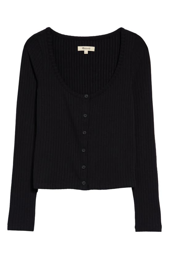 Madewell Ribbed Cardigan Crop T-shirt In True Black