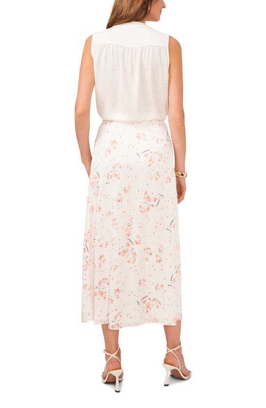 Shop Vince Camuto Floral Print Midi Skirt In New Ivory
