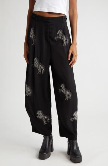 Crystal Embellished Horse Crop Trousers