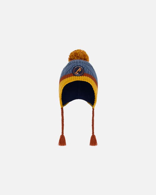 Shop Deux Par Deux Baby Boy's Peruvian Knit Hat Gradient Navy And Yellow In Gradient Stripes