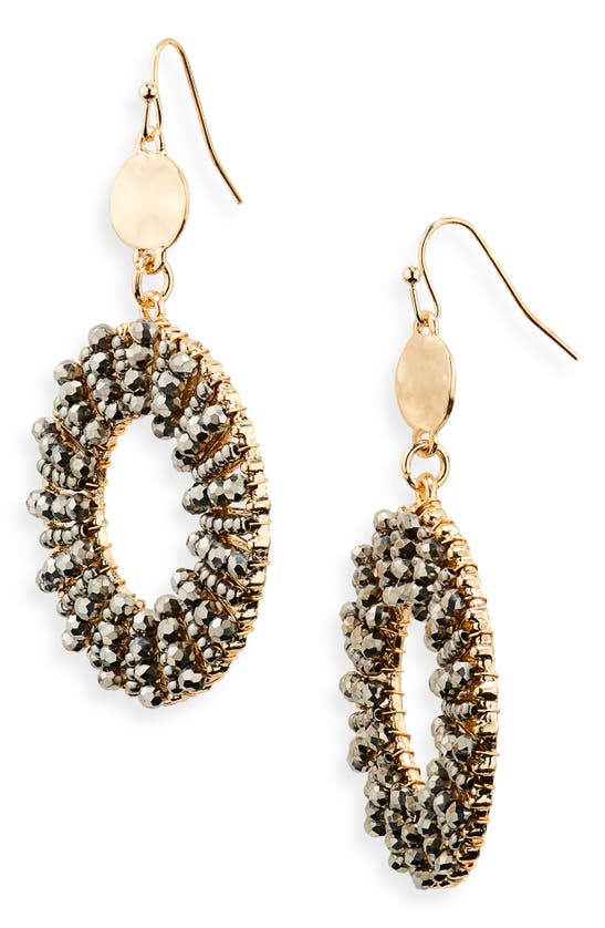 Tasha Beaded Drop Hoop Earrings In Gold