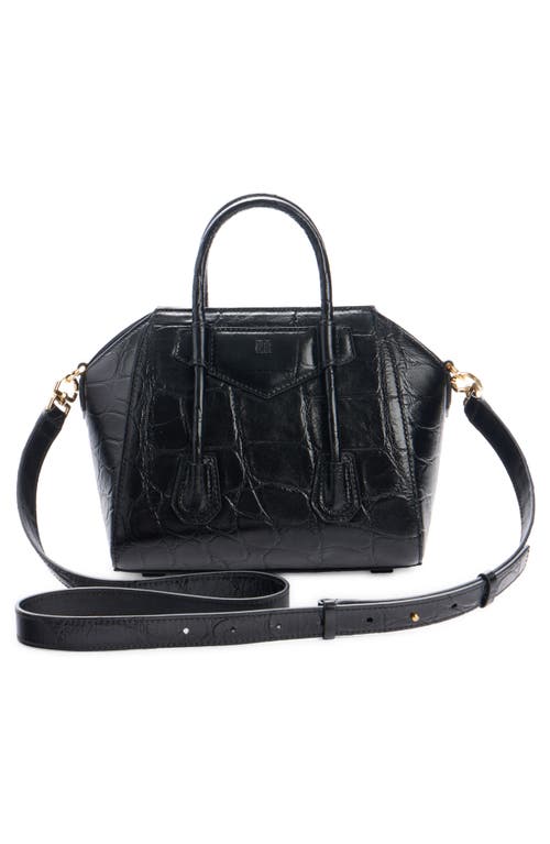 Shop Givenchy Mini Antigona Lock Leather Satchel In Black