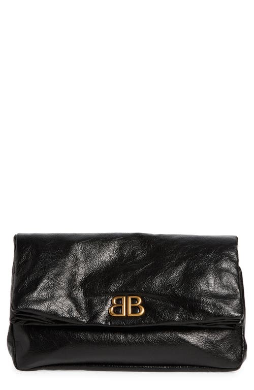 Balenciaga Monaco BB Logo Leather Clutch in Black at Nordstrom