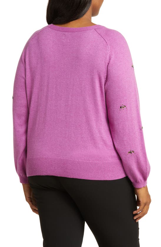 Nic + Zoe Hidden Gems Cotton Blend Sweater In Vivid Magenta