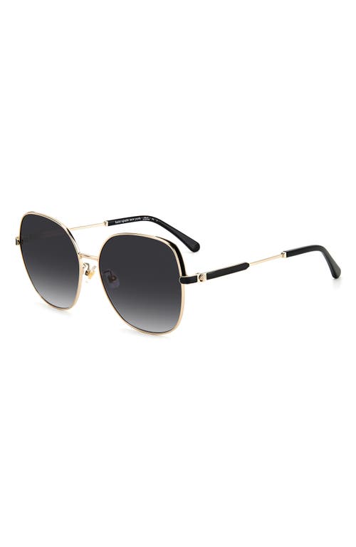 Shop Kate Spade New York 59mm Yarafs Round Sunglasses In Gold Black/grey Shaded