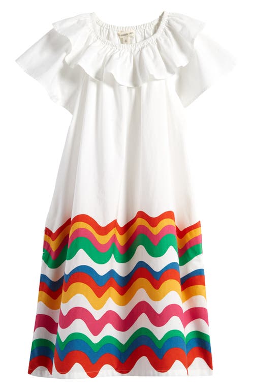 Tucker + Tate Kids' Print Ruffle Cotton Dress in Ivory Egret Multi Squiggle