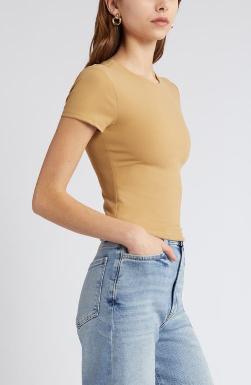 Open Edit Smooth Edit Short Sleeve Top In Tan Cartouche