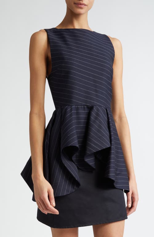 JW Anderson Pinstripe Sleeveless Peplum Top in Navy at Nordstrom, Size 0 Us