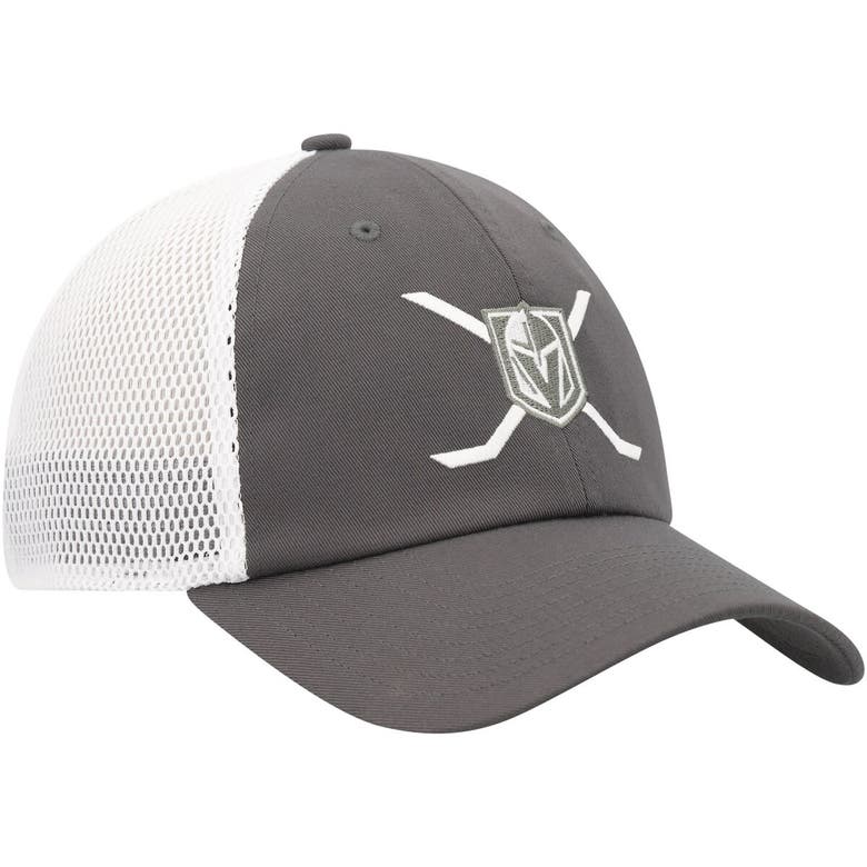 Shop Adidas Originals Adidas Gray/white Vegas Golden Knights Cross Sticks Trucker Adjustable Hat