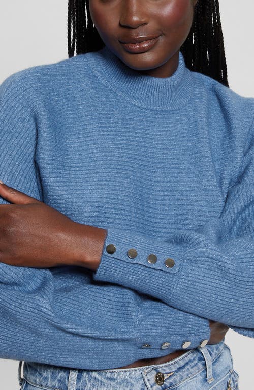 Guess Crossback Mock Neck Sweater In Nordic Sea Multi