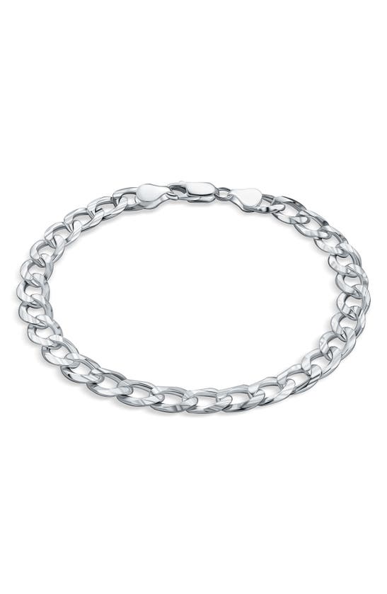 Best Silver Sterling Silver Flat Curb Link Bracelet In White