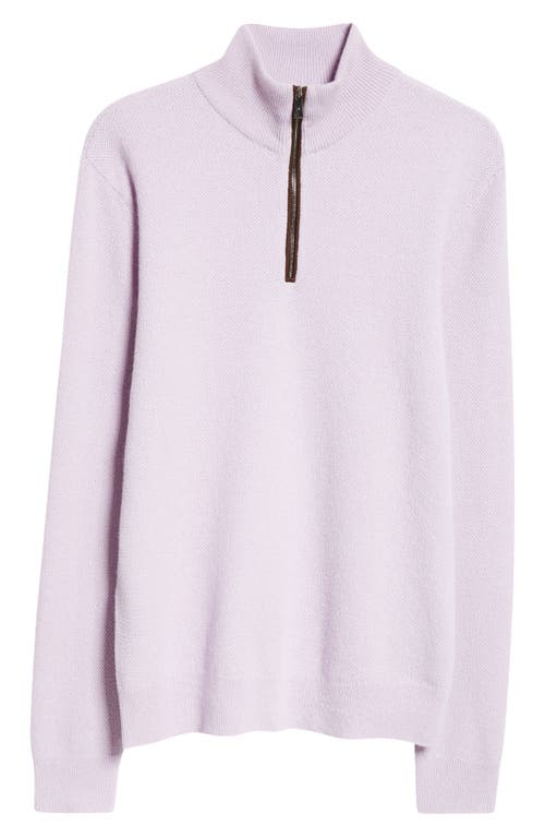 Shop Ralph Lauren Purple Label Bird's Eye Cashmere Half Zip Sweater In Lavender Melange