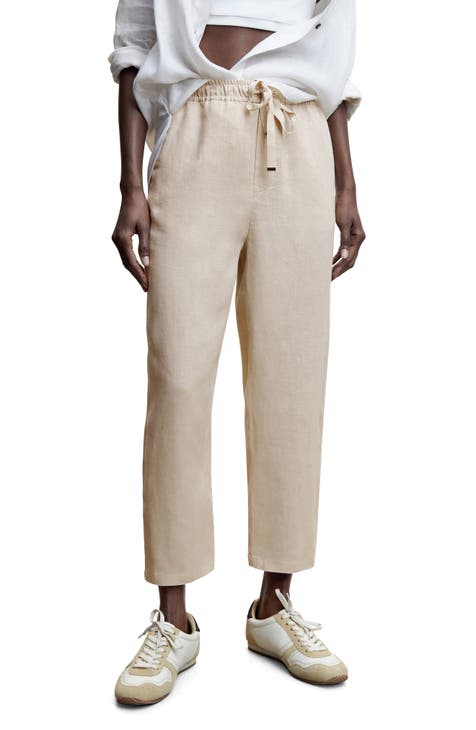 Mango - 100% Linen Pants Light/Pastel Grey - XXL - Women