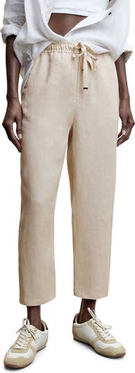 MANGO Drawstring Linen Pants