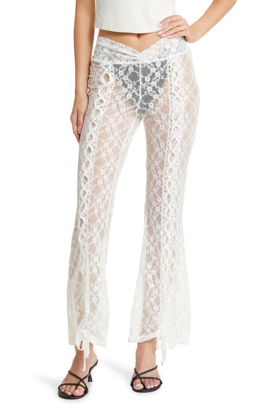 HOUSE OF SUNNY HOUSE OF SUNNY LOVERS LACE SHEER KICK FLARE PANTS